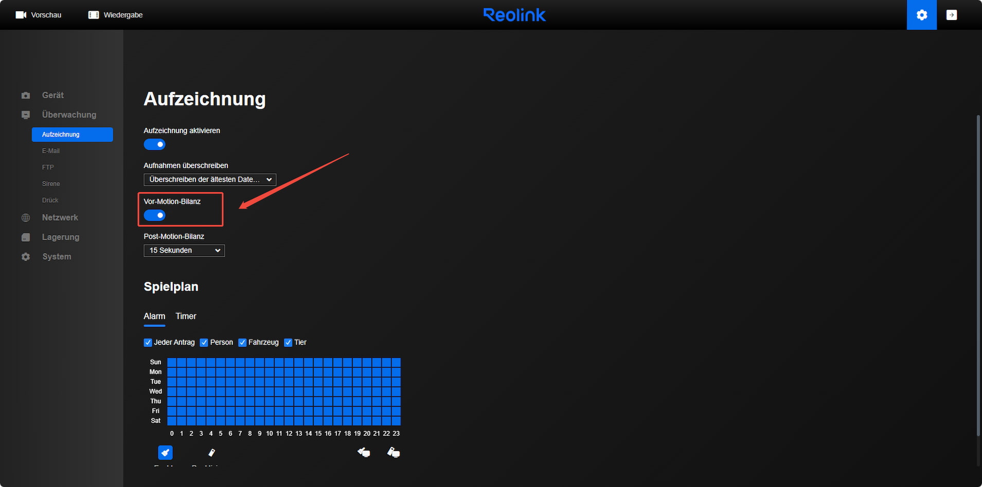 web Pre Motion Record