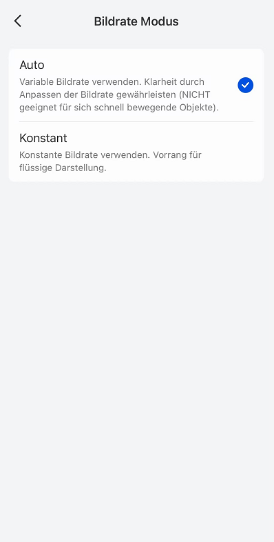 app Frame Rate Mode settings