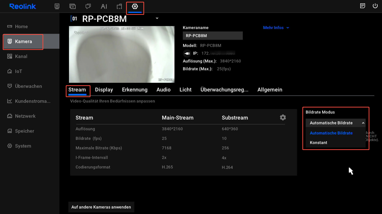 NVR Frame Rate Mode settings
