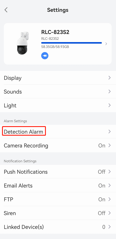 Detection alarm