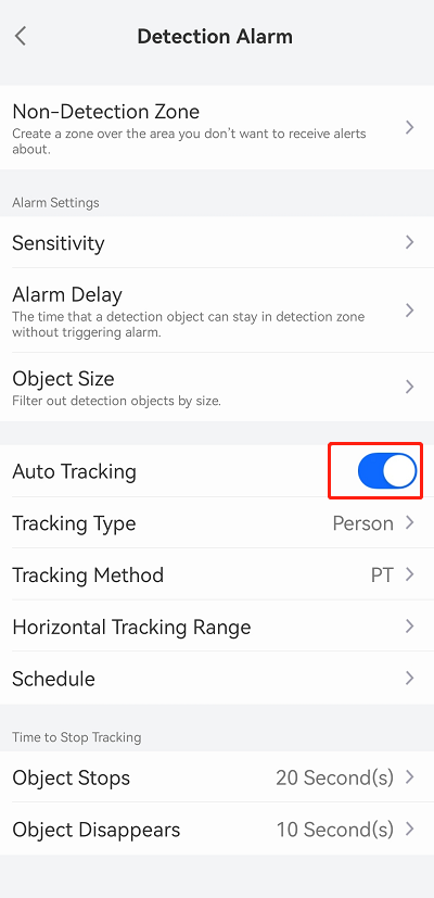 enable auto tracking