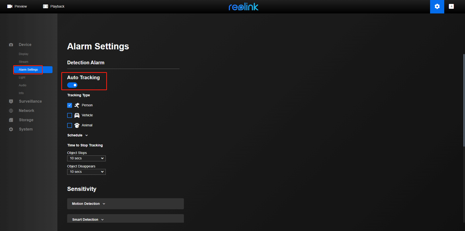 go to alarm settings