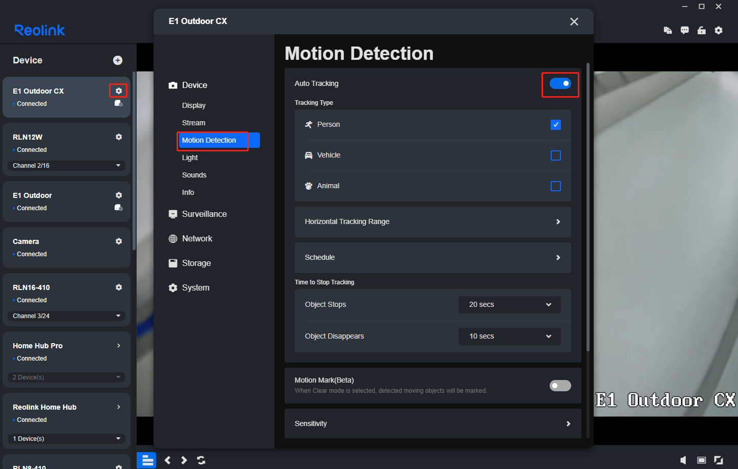 enable the auto tracking