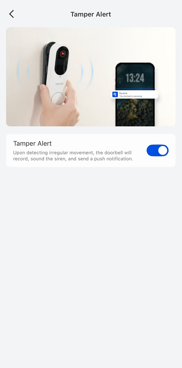 tamper alert enabled