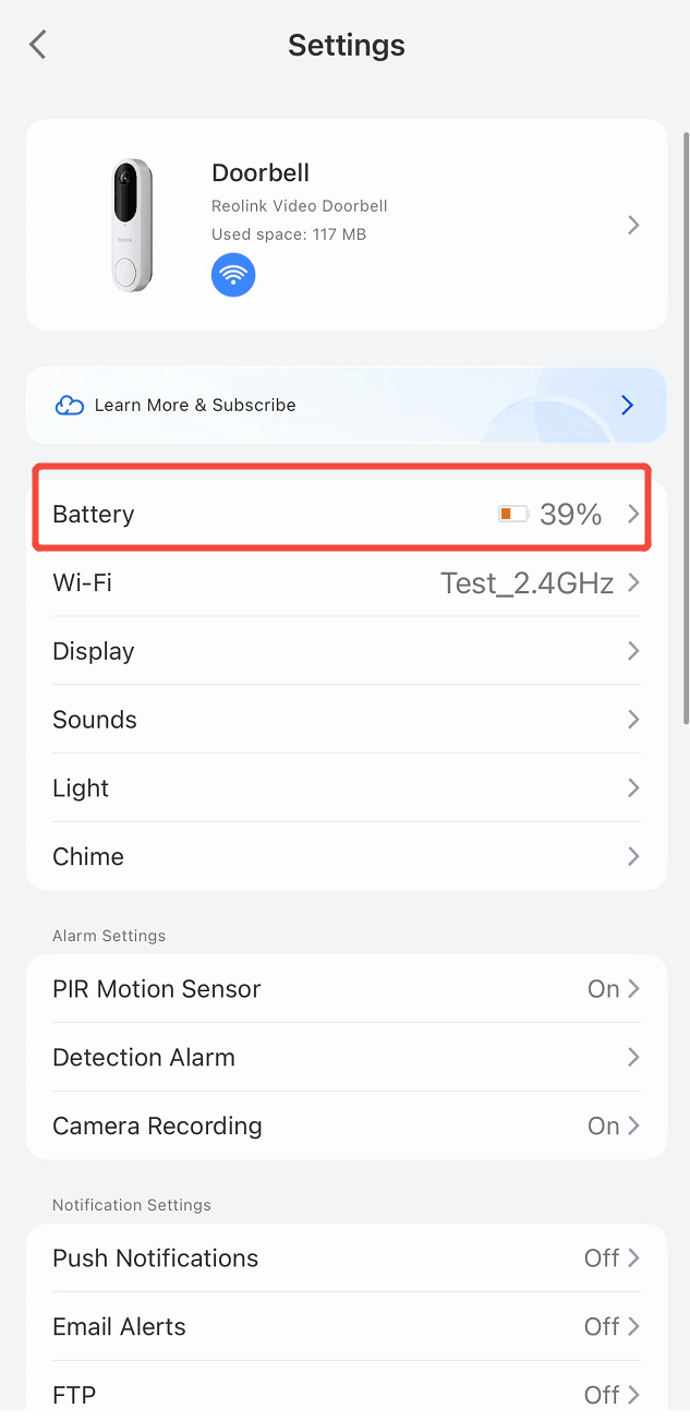 go to battery settings