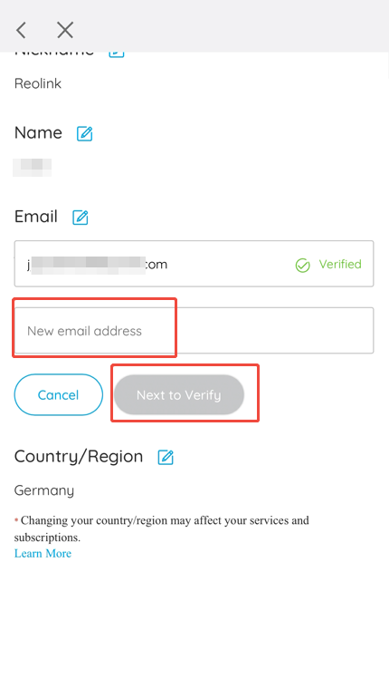 enter the new email