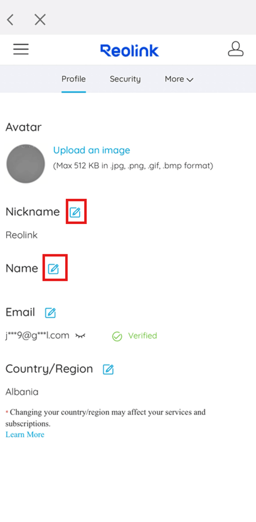 modify nickname and name