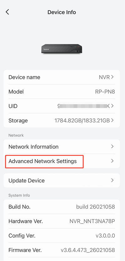 Advanced Network Settings