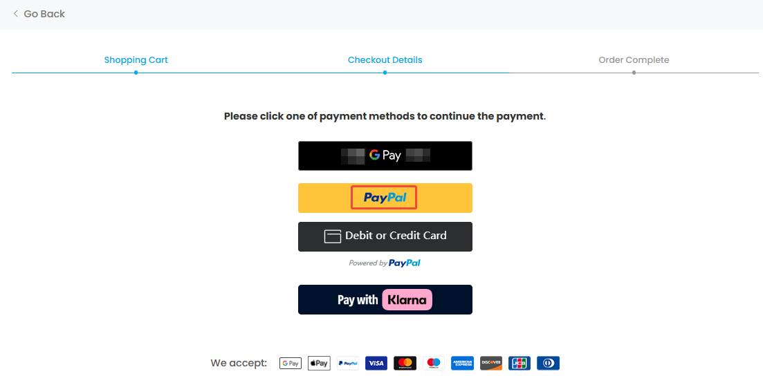 Click the PayPal