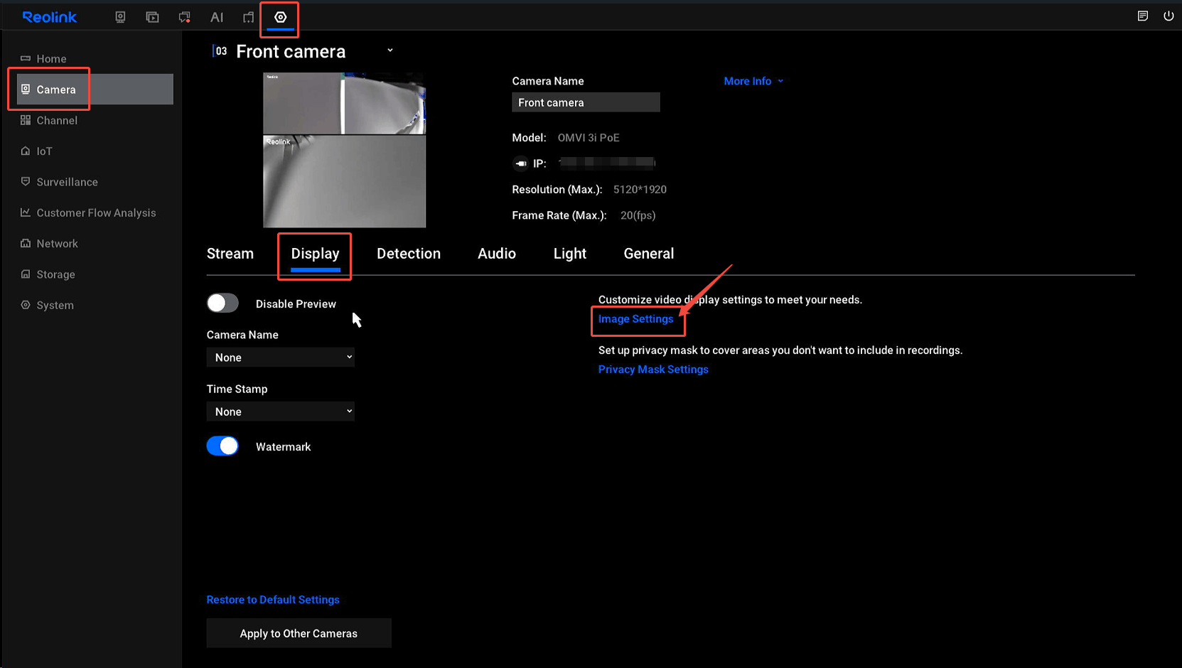 Image Settings nvr