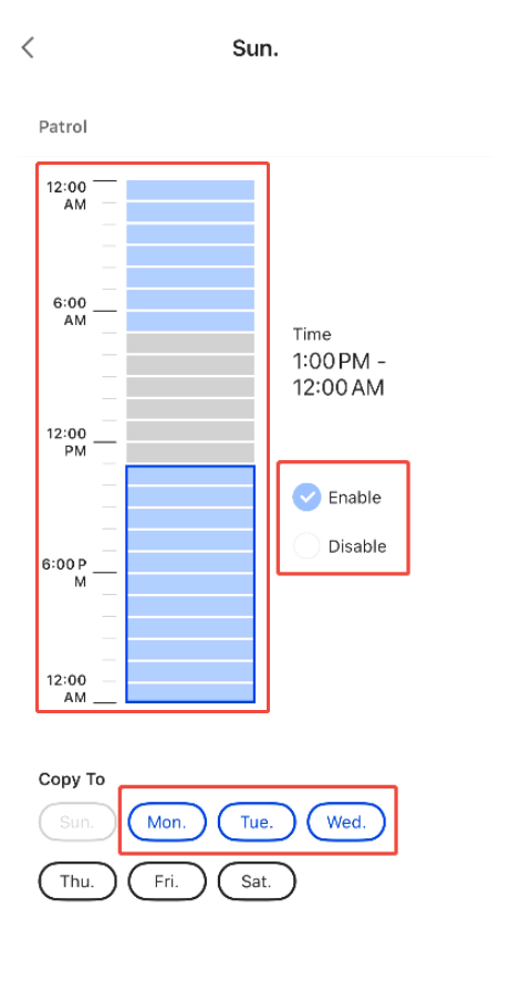 configure the selected periods
