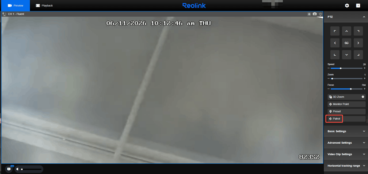 PTZ menu web