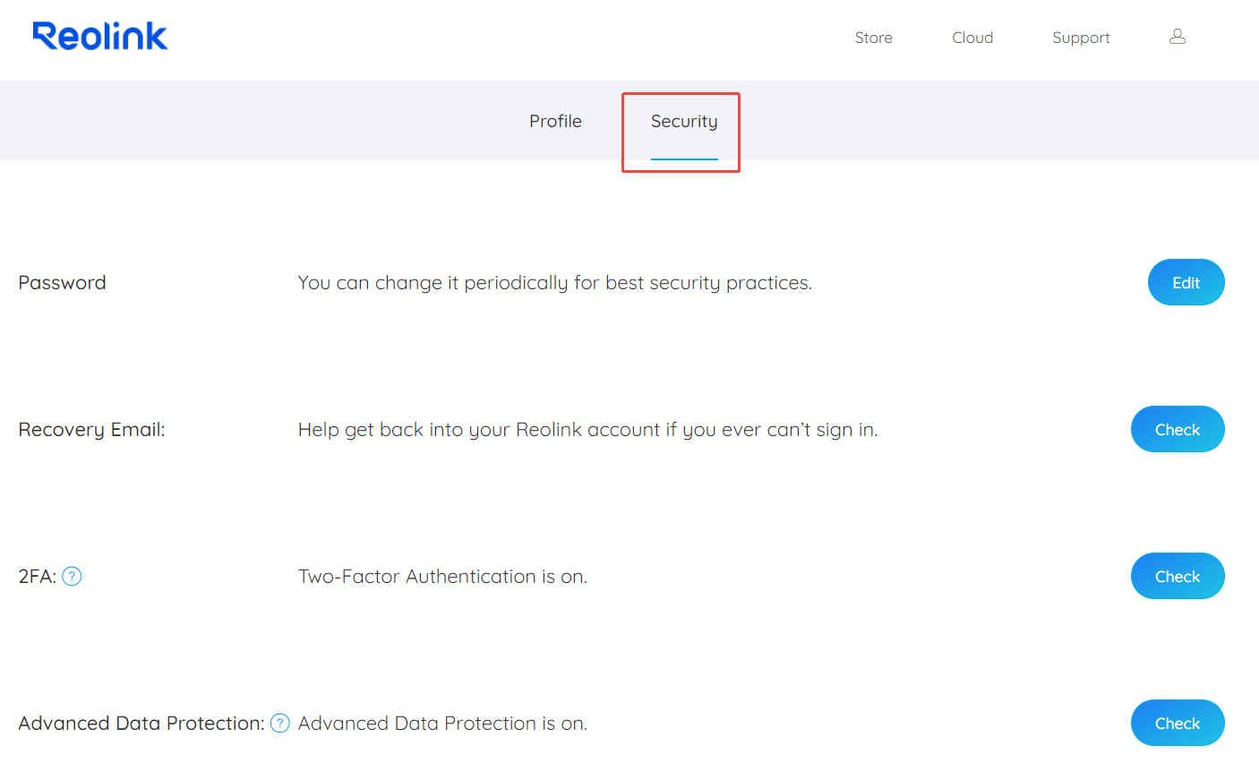 Security Page web