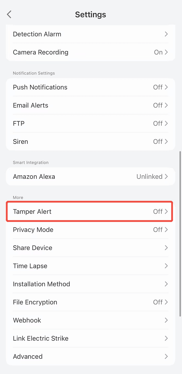 tamper alert