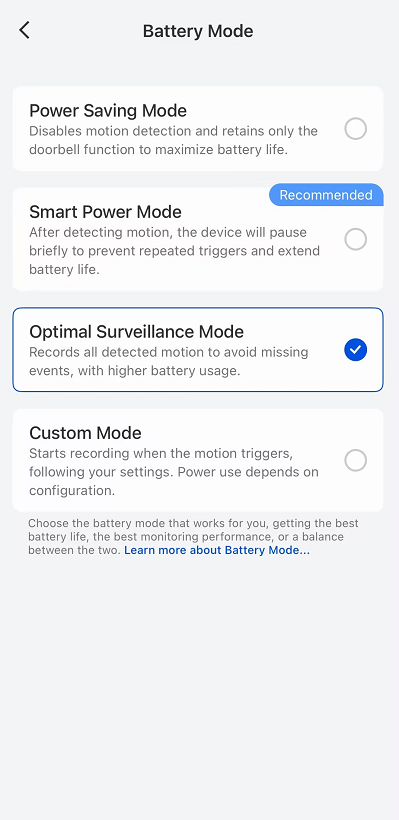 select the mode