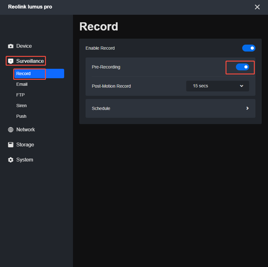 Pre Motion Record