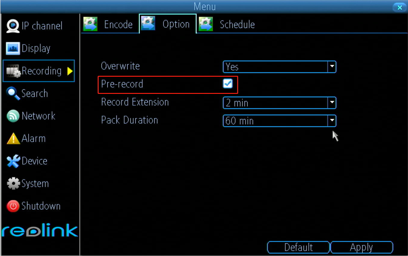 Pre Motion Record old UI