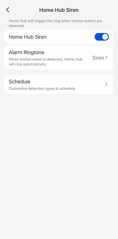 enable the Home Hub Siren