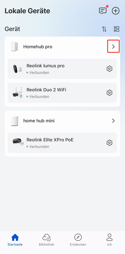 camera's settings of homehub