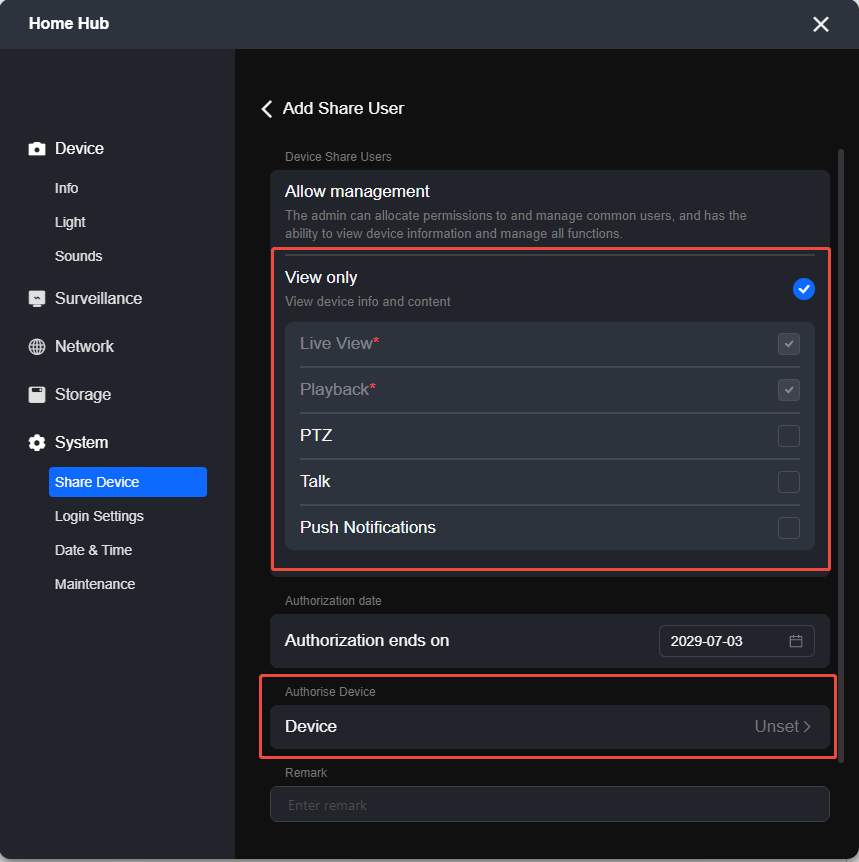 hub configure Add Share User
