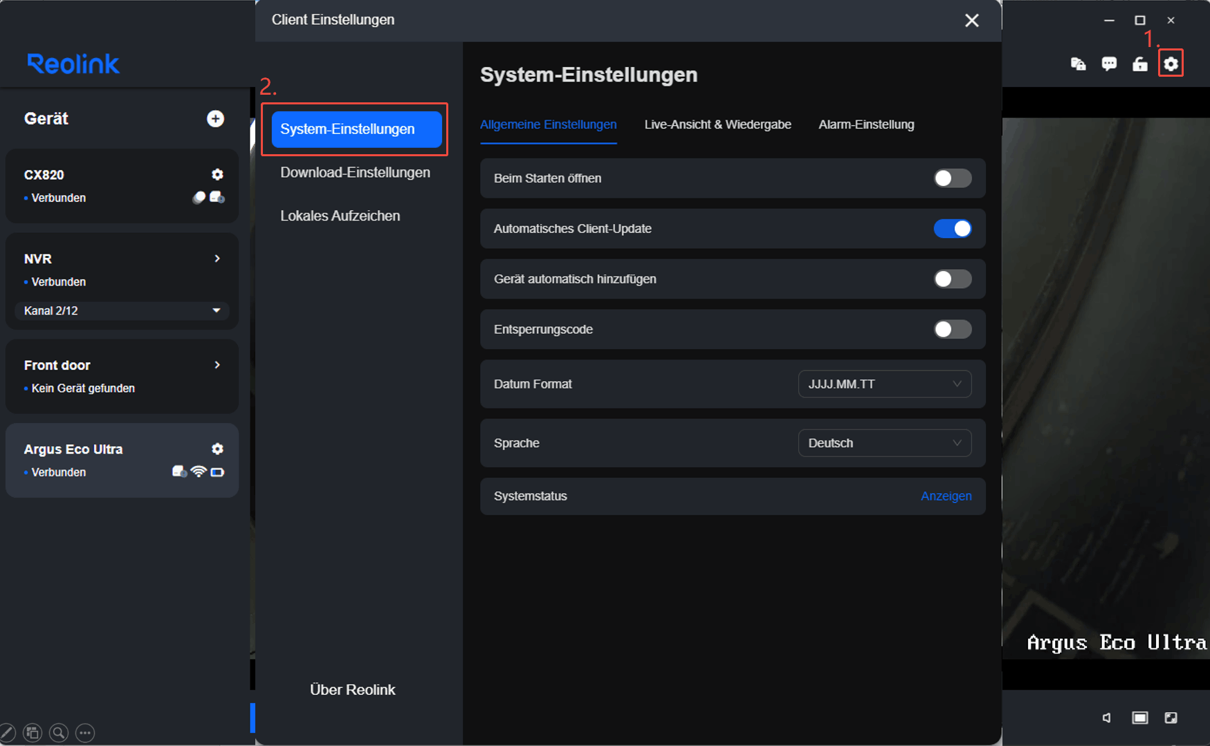 Systemeinstellungen