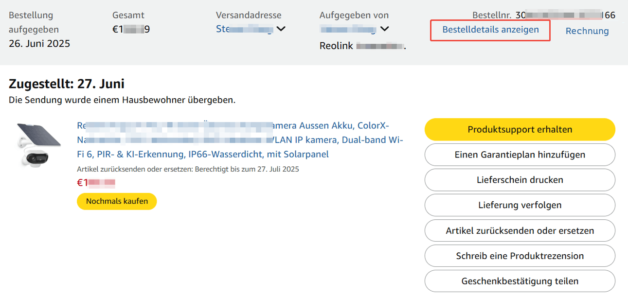 Rechnung anzeigen oder drucken