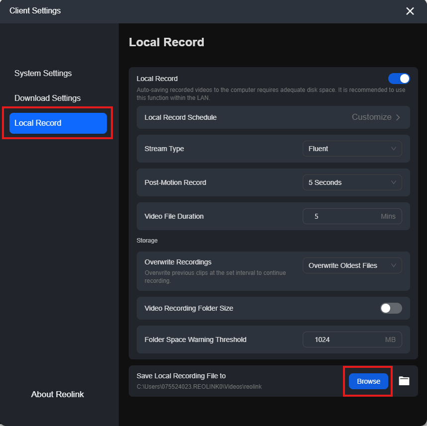 Save Local Recording File to
