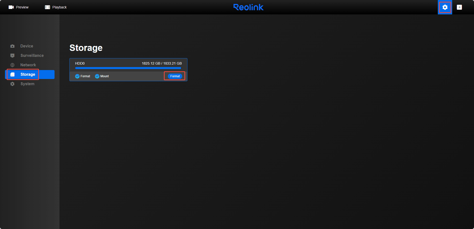 Via Reolink Web browser