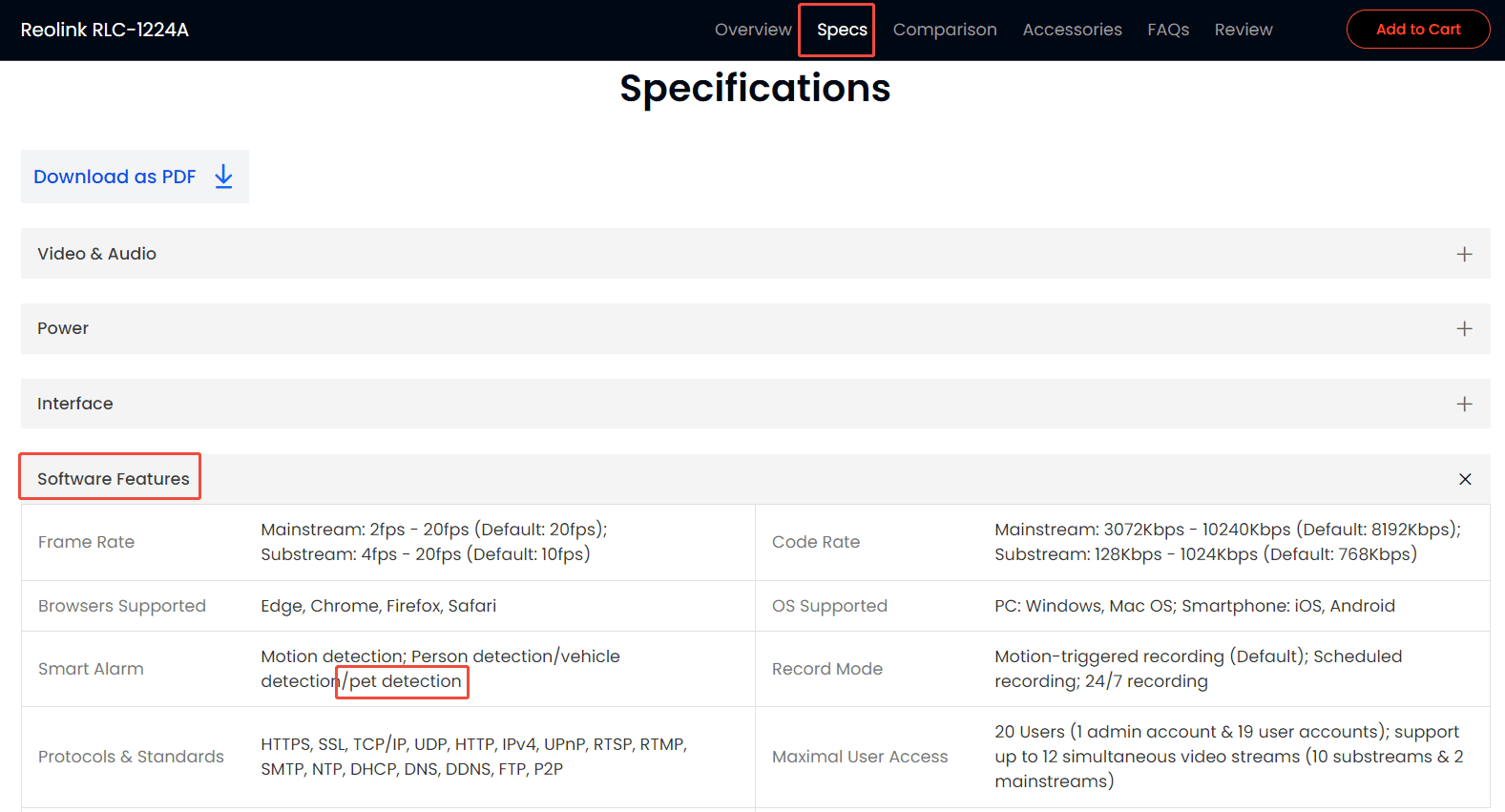 Specification Section