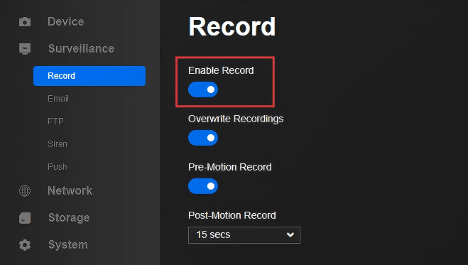 enable record