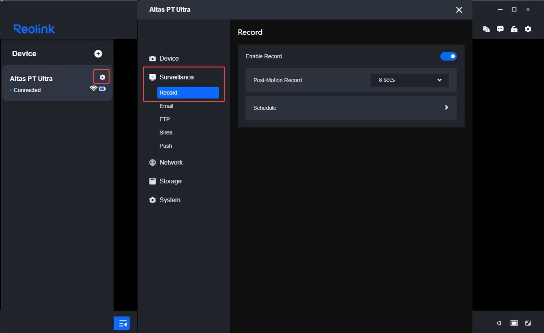 Via Reolink Client