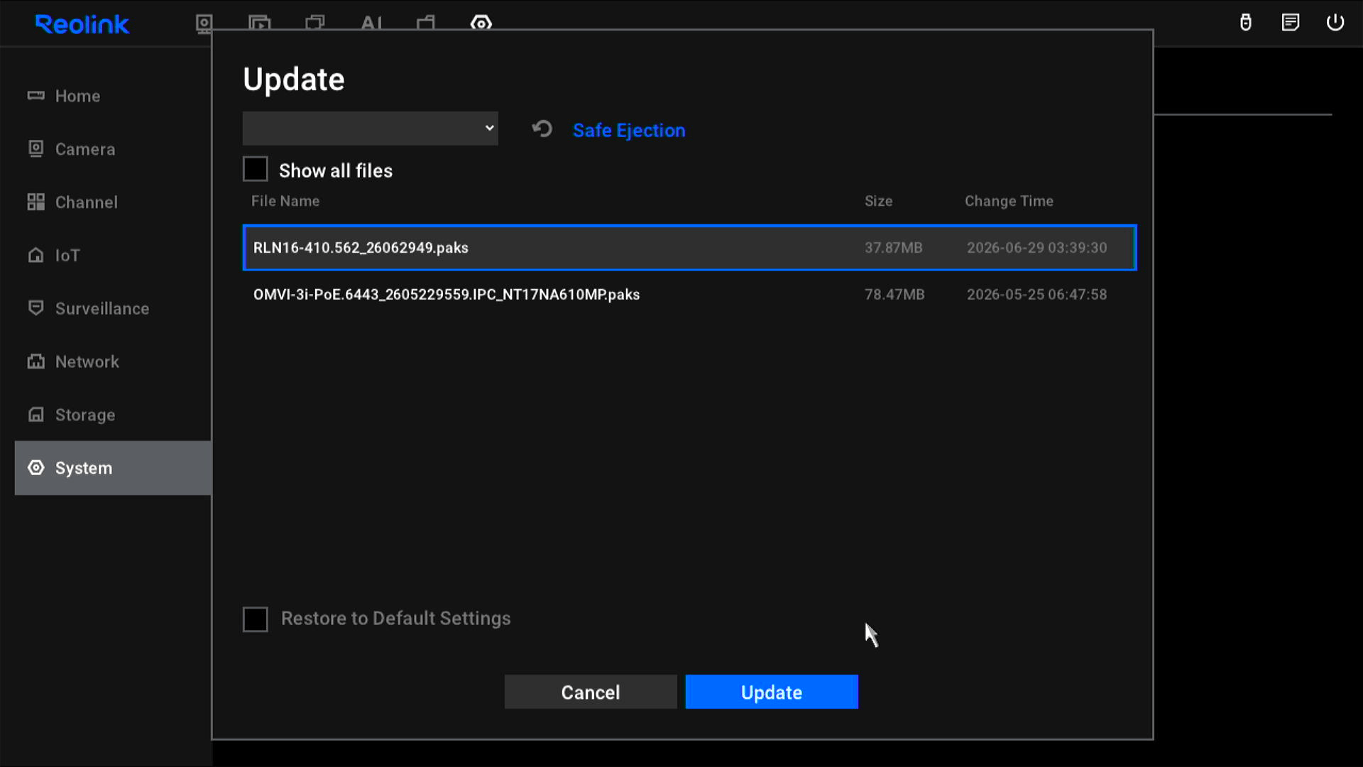 select firmware file