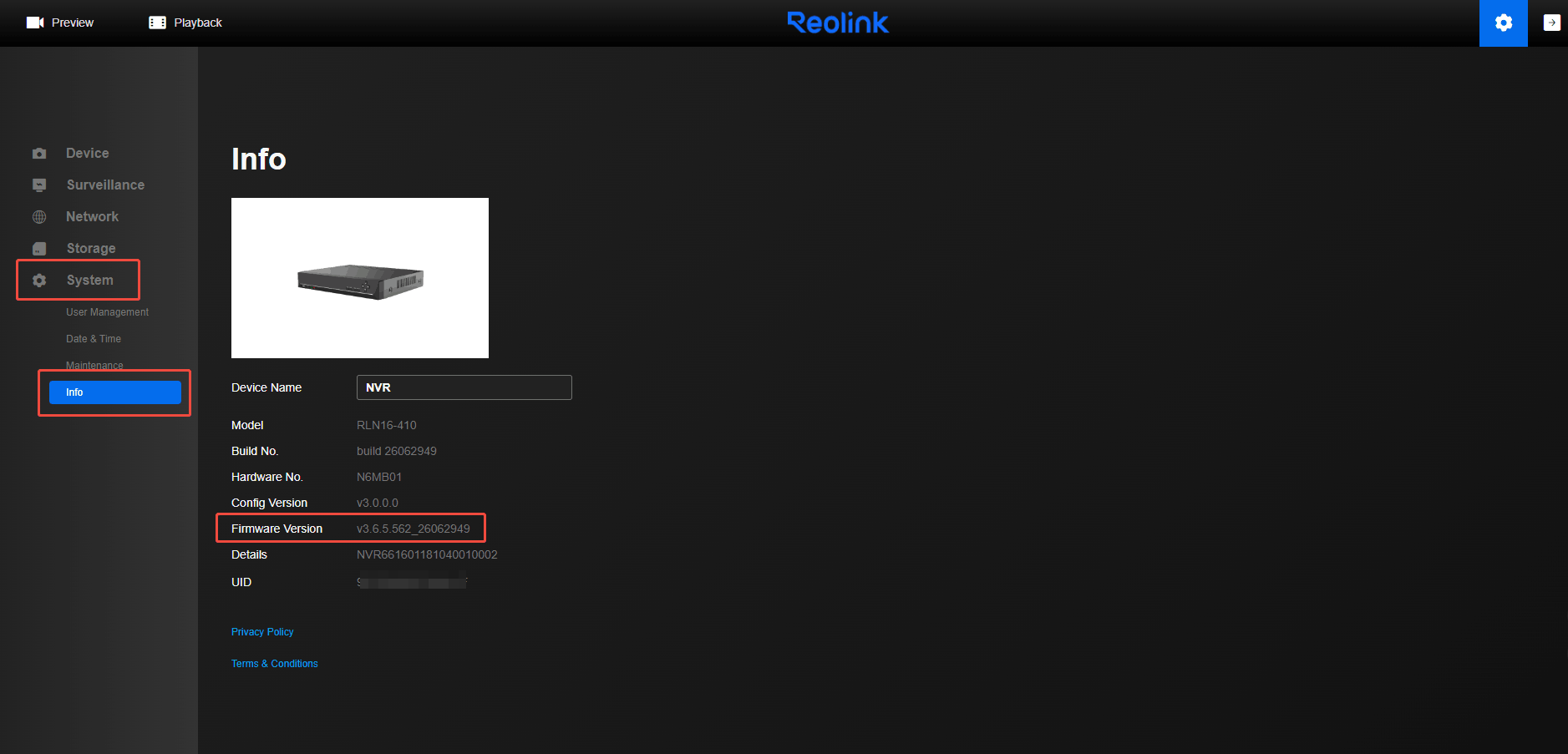 nvr info web