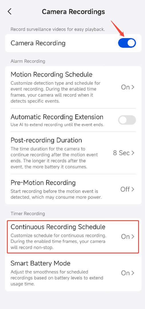 Continuous  Recording app
