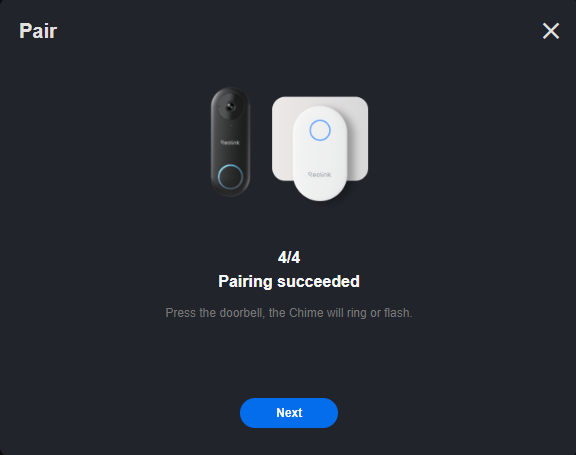 client pairing succeeded