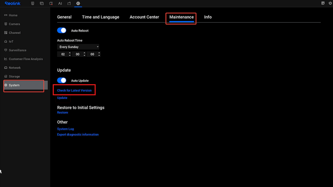 Check the Latest Version for NVR