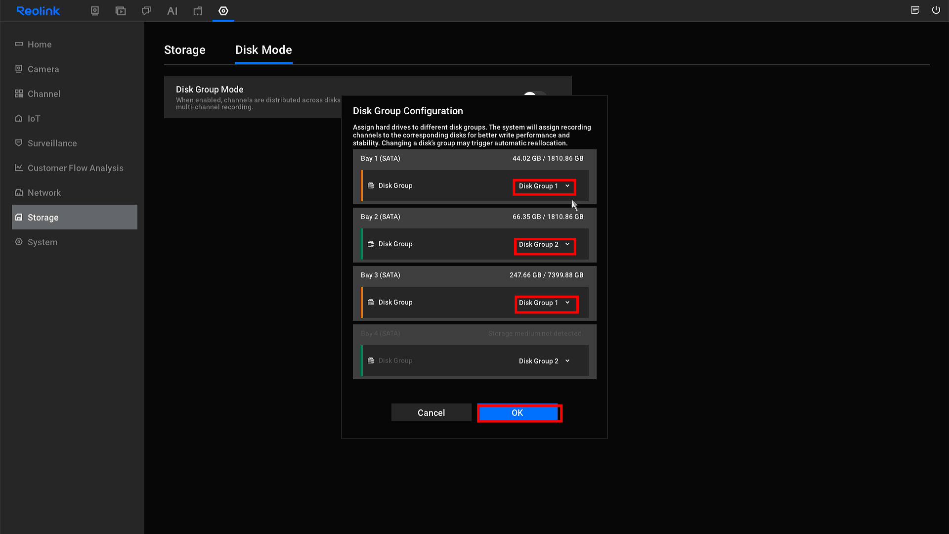 Select disk group 1 or 2.png