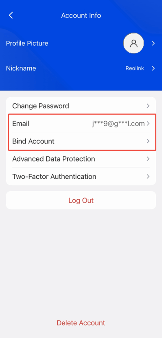Email or Bind Account