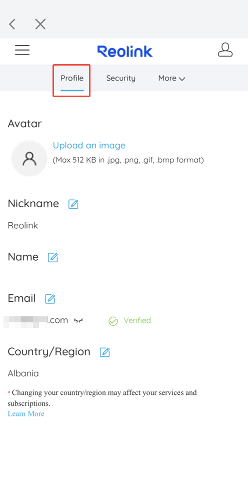 Profile Page