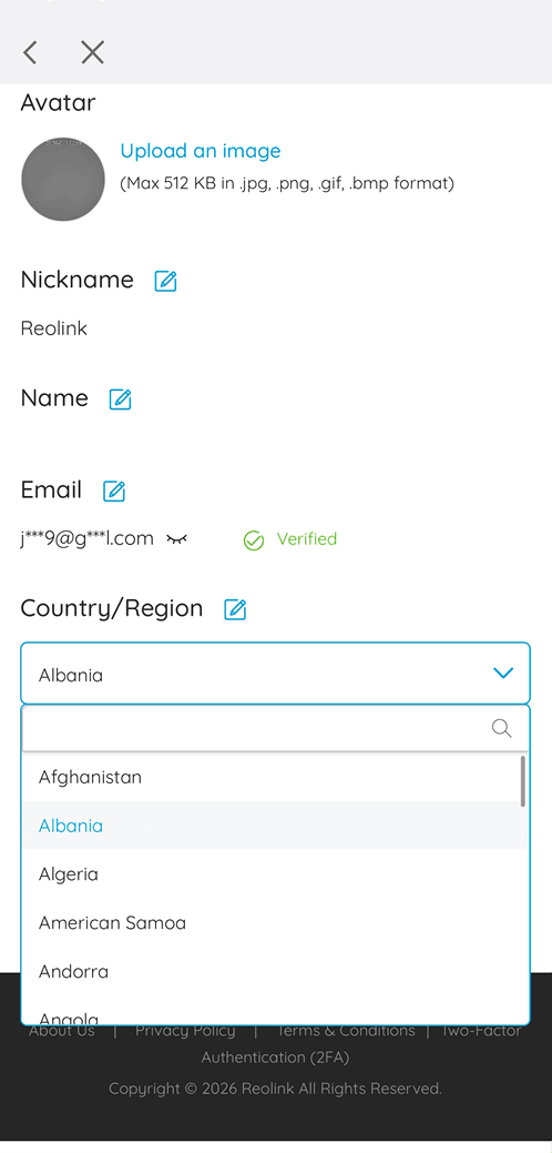 change the country/region