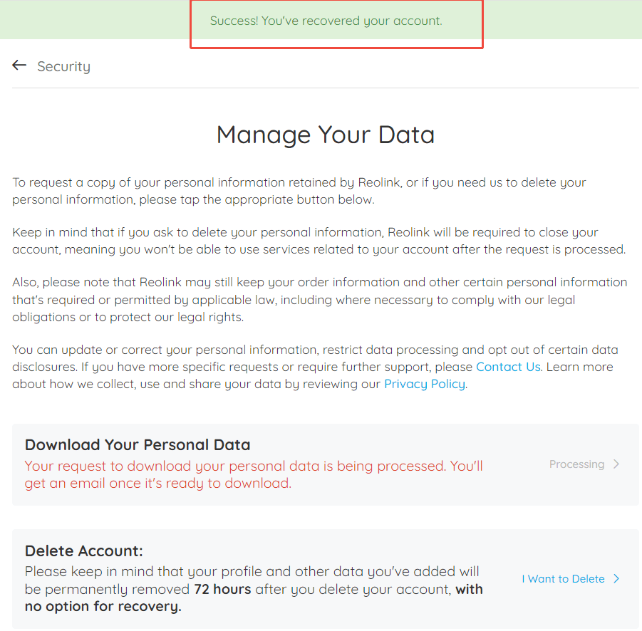 recovery your account web