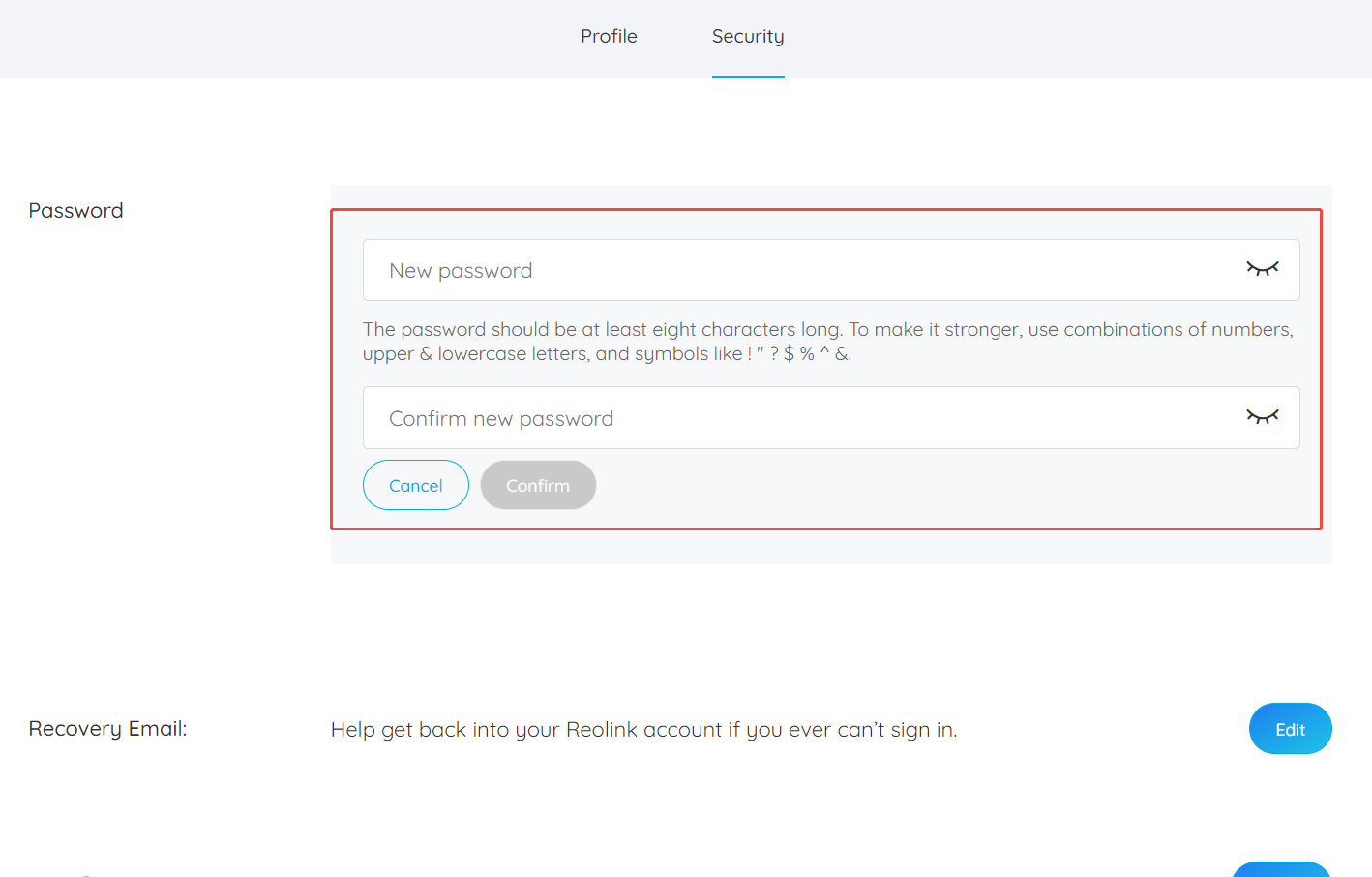 input a new password