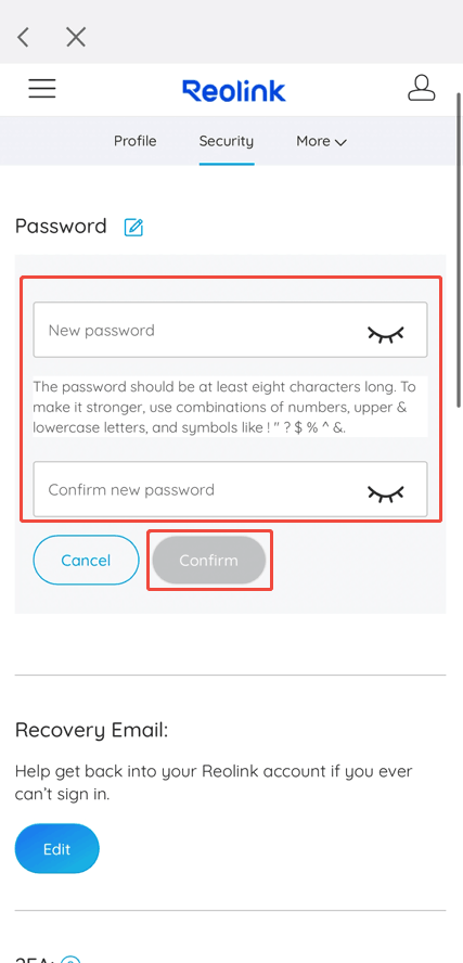 input a new password