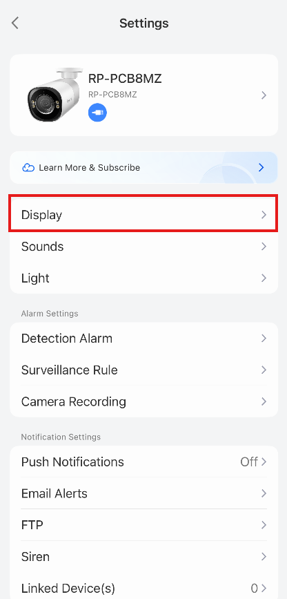 Device Settings page