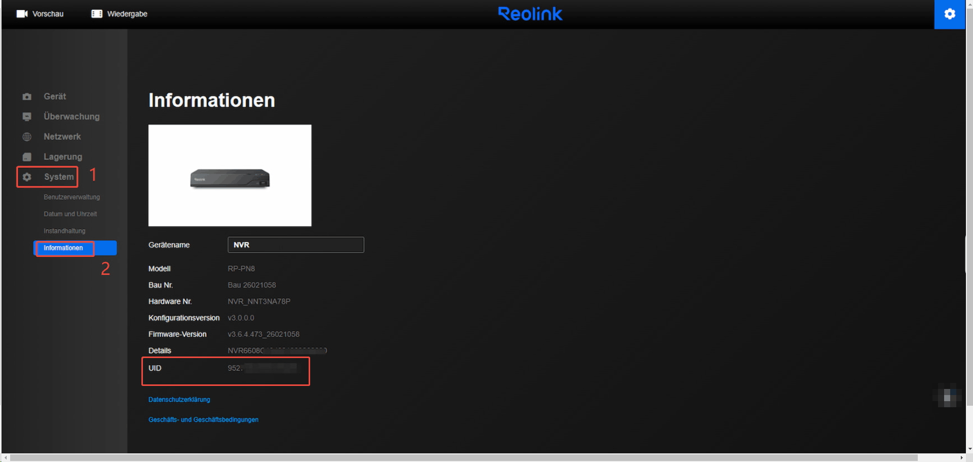 nvr uid web