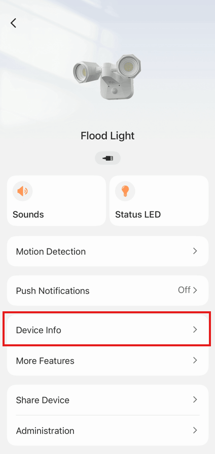 Floodlight device info app