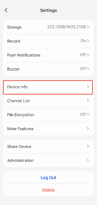 nvr device info app