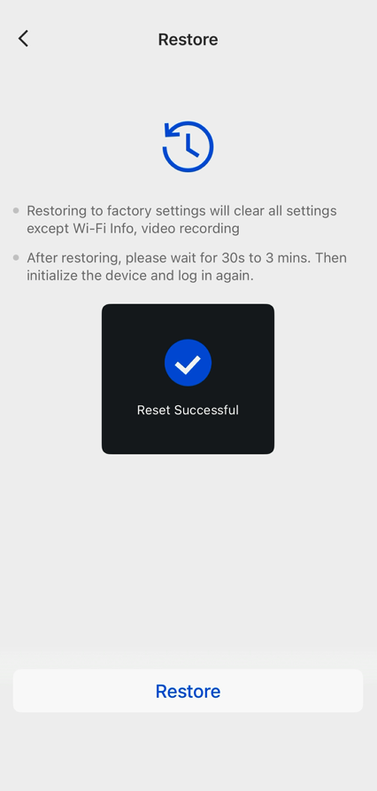 reset successful