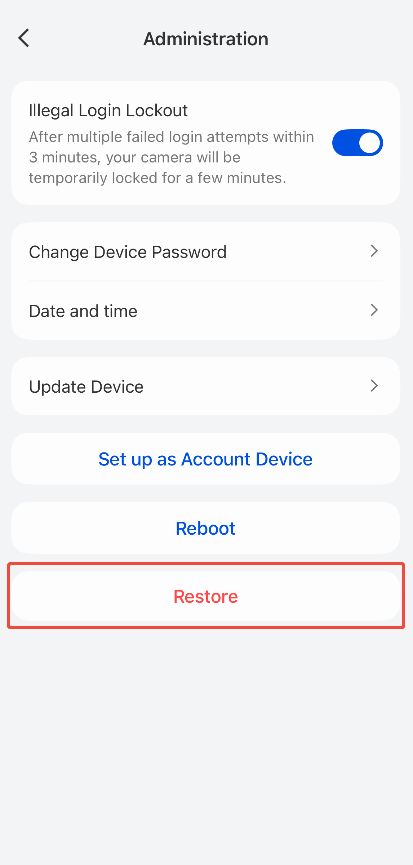 Tap the Restore