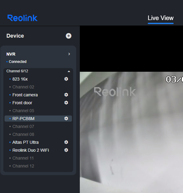 Channel on Reolink Software